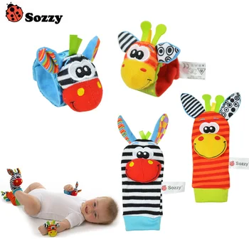 Sozzy Baby Toy Детские Погремушки Игрушки Носки с животными Ремешок на запястье С погремушкой Детские носки для ног Ремешок на запястье от Насекомых Оптом