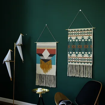 Фоновая ткань гостиной в скандинавском стиле, напечатанные гобелены, настенный ковер, декоративная живопись, хлопчатобумажная домашняя подвесная ткань