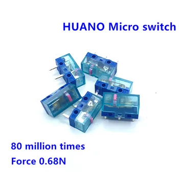 5шт Микропереключатель мыши HUANO Прозрачный синий корпус порошковая точка 80 миллионов раз переключатель кнопок компьютерной мыши