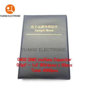 0402 Япония muRata SMD Книга образцов конденсаторов Ассорти комплект 80valuesx50pcs = 4000 шт (от 0,5 пФ до 1 мкФ)