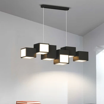 Освещение столовой Роскошные постмодернистские минималистичные люстры для бара в столовой, Минималистичные комбинированные геометрические светодиодные лампы