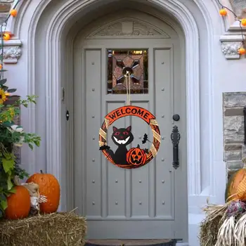 Приветственный знак На Хэллоуин Креативный Приветственный знак на Хэллоуин С Тыквой Черный Кот Призрак Для украшения дверей и окон