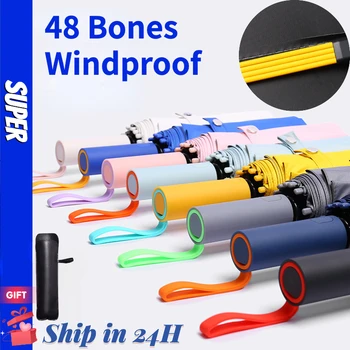 Суперпрочный Ветрозащитный Автоматический зонт серии 48 Bone Contrast для мужчин и женщин, Непромокаемый Складной зонт с защитой от солнца и ультрафиолета