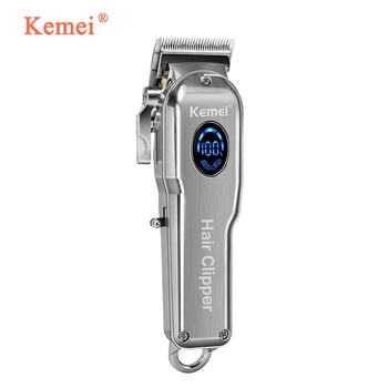 Kemei KM-2002 Профессиональная машинка для стрижки волос, Мужская Электрическая машинка для стрижки волос, регулируемые ножницы с жидкокристаллическим дисплеем, мужская специальная отделка для парикмахерской