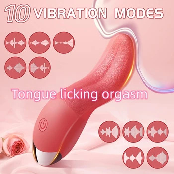 Секс-игрушки Для женщин, Перезаряжаемый Вибратор в форме языка, Облизывающий грудь, Сосок, Клитор, Женский Реалистичный Мастурбатор-Стимулятор G