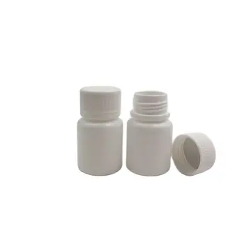100шт 15 мл 15 г 15 куб. см Пустые Белые пластиковые бутылки для таблеток Маленькие Пластиковые Контейнеры для лекарств с крышками