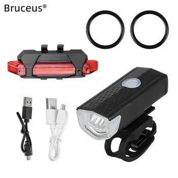 Велосипедный фонарь USB LED Перезаряжаемый Комплект Для Горного Велосипеда Передняя Задняя фара лампа Фонарик Велосипед Велоспорт