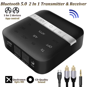 Bluetooth 5,0 Аудио Передатчик Приемник Aptx HD LL с Низкой Задержкой App Control Беспроводной Адаптер RCA SPDIF 3,5 мм Разъем Aux для телевизора ПК