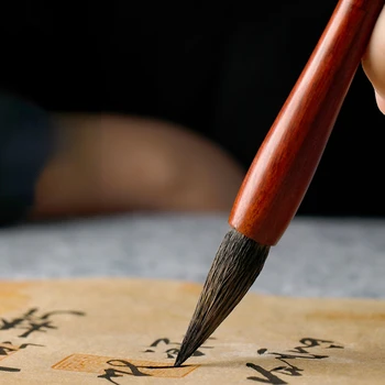 Кисти для китайской каллиграфии, ручка для Ласки, кисть для письма из жестких волос, подходит для студентов, Средний Обычный Набор для письма, Каллиграфия