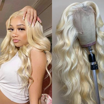 Объемный волнистый блондинистый парик на кружеве из человеческих волос для женщин 613 Hd парик на кружеве 13x4 13x6 Прозрачный парик на кружеве