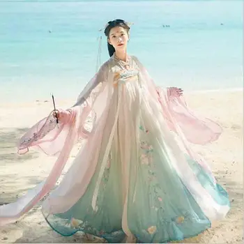 Большой Размер 7XL Hanfu Платье Женское Китайское Древнее Синее Платье На Хэллоуин, Костюм Принцессы для Косплея Для Леди, Плюс Размер 6XL