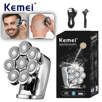 Kemei KM-1525 Электробритва Профессиональная Бритва для хлеба со светодиодным дисплеем, Станок для бритья волос IPX6, Водонепроницаемая бритва для лица для мужчин