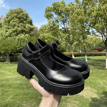 TSTCTB/Обувь на каблуке и платформе, Женская обувь Mary Janes в Японском Стиле, Винтажные студенческие туфли на высоком Каблуке для Девочек, Сандалии-лодочки