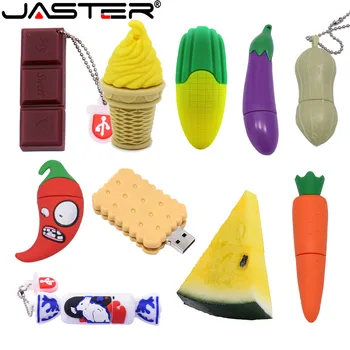 JASTER USB Флэш-накопители Фрукты и Овощи 64 ГБ 32 ГБ Морковь Чили 16 ГБ Конфеты Шоколад Мороженое Мини-накопитель Memory Stick