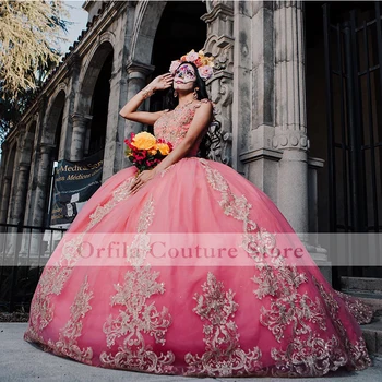 Мексиканское бордовое Пышное платье с кружевной аппликацией Vestidos XV Años Sweet 16, вечернее платье с открытыми плечами