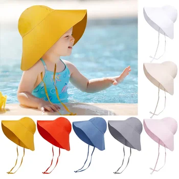 Солнцезащитная шляпа с большими полями, летняя весенняя детская широкополая шляпа для девочек и мальчиков, хлопковая льняная детская кепка, детские шляпы для пляжных путешествий, Кепки