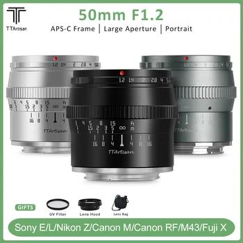 TTArtisan 50 мм F1.2 APS-C Объектив с большой Диафрагмой Ручной Фокусировки с фиксированным Фокусным Расстоянием для Sony E Fuji XF M4/3 Canon M Nikon Z Canon RF L Mount