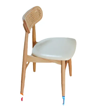 Простая Домашняя кофейня, кабинет, обеденный стул для отдыха, Скандинавский стул из массива дерева, похожий на ротанг, Дизайнерское кресло Ins