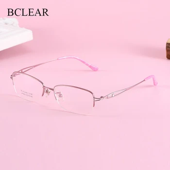 BCLEAR Титановая оправа для очков, Элегантная Женская Винтажная Оправа для очков по Рецепту, Оптические очки для Близорукости, Ретро Полая Оправа для глаз