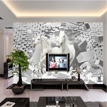 beibehang 3d стереоскопические часовые фрески китайский ТВ фон кирпичные обои гостиная спальня фрески papel de parede