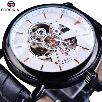 Серия повседневных наручных часов Forsining Navigator из натуральной кожи с натуральным кожаным каркасом, роскошные брендовые автоматические наручные часы, лучший бренд класса Люкс