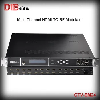 Многоканальный кодер OTV-EM24 HD H.264 с возможностью подключения до 24 каналов HDMI-входа к модулятору радиочастотного выхода DVBC T/ATSC/ISDB-T/Tb