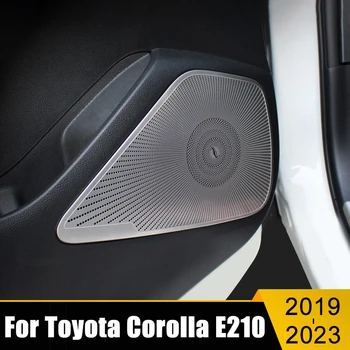 Для Toyota Corolla E210 2019 2020 2021 2022 2023 Гибридный автомобильный дверной динамик из нержавеющей стали, кольцо с круговой отделкой, звуковые наклейки для аудио обложки