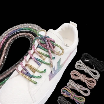 1 шт. Круглые шнурки со стразами, Радужные блестящие шнурки для обуви, Кроссовки с бриллиантами, Шнурки для брюк, пояс для одежды, аксессуары для обуви
