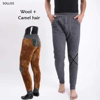 теплые леггинсы из верблюжьей шерсти и мериноса, флисовое термобелье, мужские брюки, термо-зимние леггинсы, мужские трусики для мужских брюк, толстые