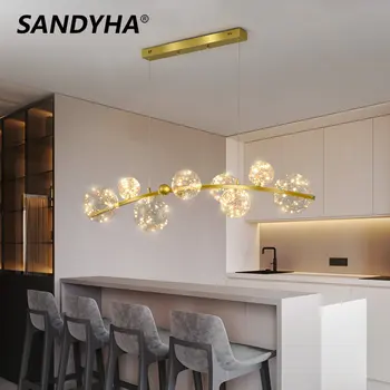 SANDYHA Современная креативная люстра в форме звезды, длинная железная стеклянная подвесная лампа, ресторан, спальня, гостиная, освещение в отеле