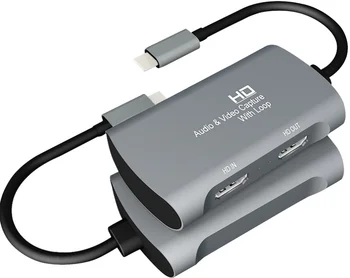 Карта видеозахвата Type-C к HDMI HD с петлей для потокового воспроизведения игр, прямой трансляции и записи OBS