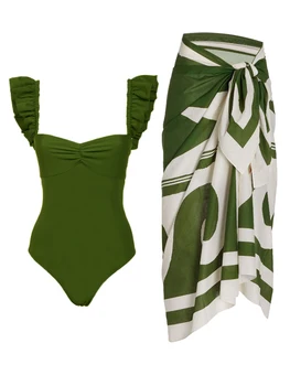 Пляжная одежда с геометрическим принтом 2023, модные женские купальники, летний однотонный цельный купальник, купальные костюмы для отпуска, сексуальный/новинка
