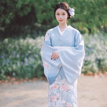 Женское Японское Традиционное Кимоно В винтажном стиле, Женское Длинное Платье, Одежда для фотосъемки, Платье для выступлений на сцене, Одежда для косплея