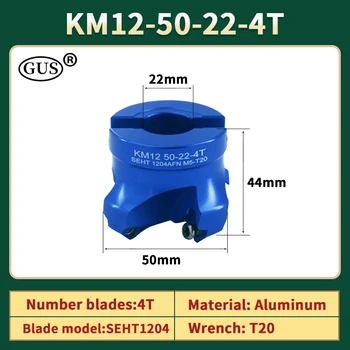 Высокоточная KM12 50 63 80 100 125 160 4T 5T 6T 7T Алюминиевая Торцевая Фрезерная головка с Углом наклона 45 ° для Твердосплавных пластин SEHT1204