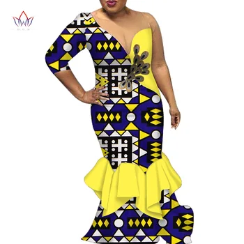 Африканские Платья Дашики для Женщин, Сексуальные Вечерние Свадебные Африканские Платья Длиной до щиколоток, Платье с рукавами из Пряжи, Африканская Женская Одежда WY6310
