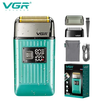VGR Razor Профессиональная Бритва, Электрический Триммер для бороды, Водонепроницаемый Станок для бритья, Цифровой дисплей, Бритвы для бритья мужчин, V-357