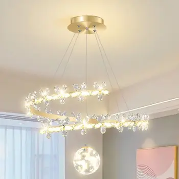 Светильник-люстра роскошная лампа для гостиной, скандинавская креативная лампа для ресторана, современная минималистичная лампа для главной спальни с хрустальным цветком