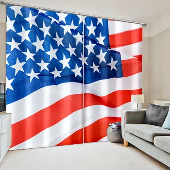 Занавеска с изображением флага США, Франции, Германии, России, Бразилии для гостиной, студии, отеля, занавеска в Национальный день, 2 панели