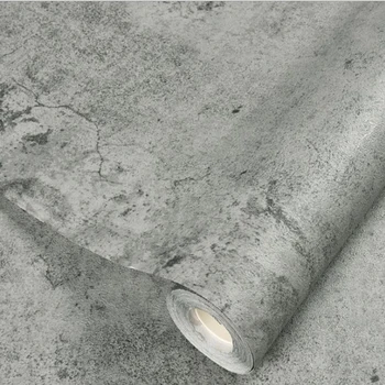 Обои Самоклеящиеся Новые Цементно-серый Льняной Узор Водонепроницаемые Однотонные Наклейки на стены спальни в общежитии Шкафы Мебель