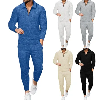 Модные комплекты мужской одежды на осень и зиму, Новые мужские Спортивные штаны для отдыха с длинным рукавом, Комплект из двух предметов для мужчин
