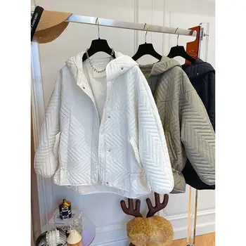 Негабаритные зимние пальто, женские парки, Хлопковая куртка с капюшоном, Теплое Корейское модное легкое пальто на шнуровке, повседневная пуховая куртка