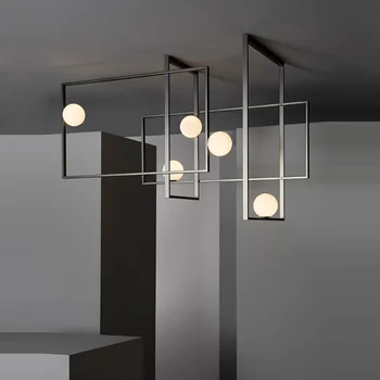Люстры, светильники, железное стекло в стиле постмодерн, Черный Золотой Дизайнерский светодиодный подвесной светильник, светодиодное освещение, потолок для оформления фойе
