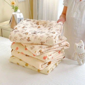 Пеленальное одеяло, 4 слоя хлопчатобумажных детских одеял с кондиционером, дышащие одеяла для новорожденных Мальчиков и девочек
