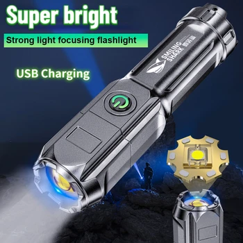 3 Режима Светодиодный Тактический Фонарик Ultra Powerful USB Перезаряжаемый Сильная Яркость Сильный Свет Высокая Мощность Масштабирования Наружное Освещение