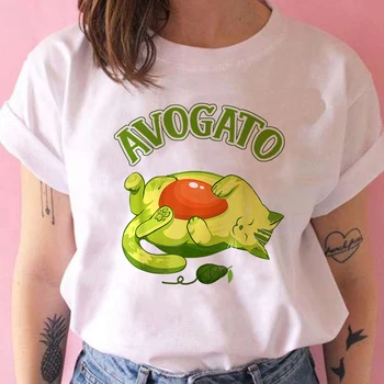 Женские футболки с изображением большого кота Авокадо, Хипстерская Свободная футболка с коротким рукавом, Креативная одежда, Женский топ в стиле панк