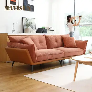 Скандинавский трехместный диван для гостиной небольшой квартиры, Простой диван из вельветовой ткани для приема гостей, многоместная мебель для дома