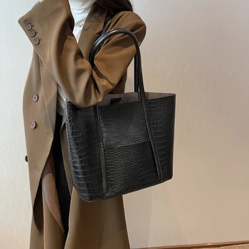 Большая сумка через плечо из искусственной кожи для женщин 2023, зимний модный тренд, Дизайнерские женские модные сумки, Кошельки, сумки-тоут