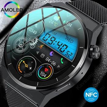 Новые Смарт-часы с NFC Для Мужчин GT3 Pro AMOLED 390*390 HD Экран, Водонепроницаемые Часы с Bluetooth для Вызова, Женские Умные часы Для Huawei Xiaomi 2023