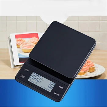 Кухонные весы с USB зарядкой и Таймером, Электронные Весы для кофе, Черные Портативные Пищевые весы, Водонепроницаемые Умные весы с накладкой