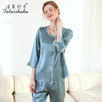 19 пижамных комплектов momme Elegance из 100% натурального шелка, женские милые кружевные модные пижамы из натурального шелка T8612